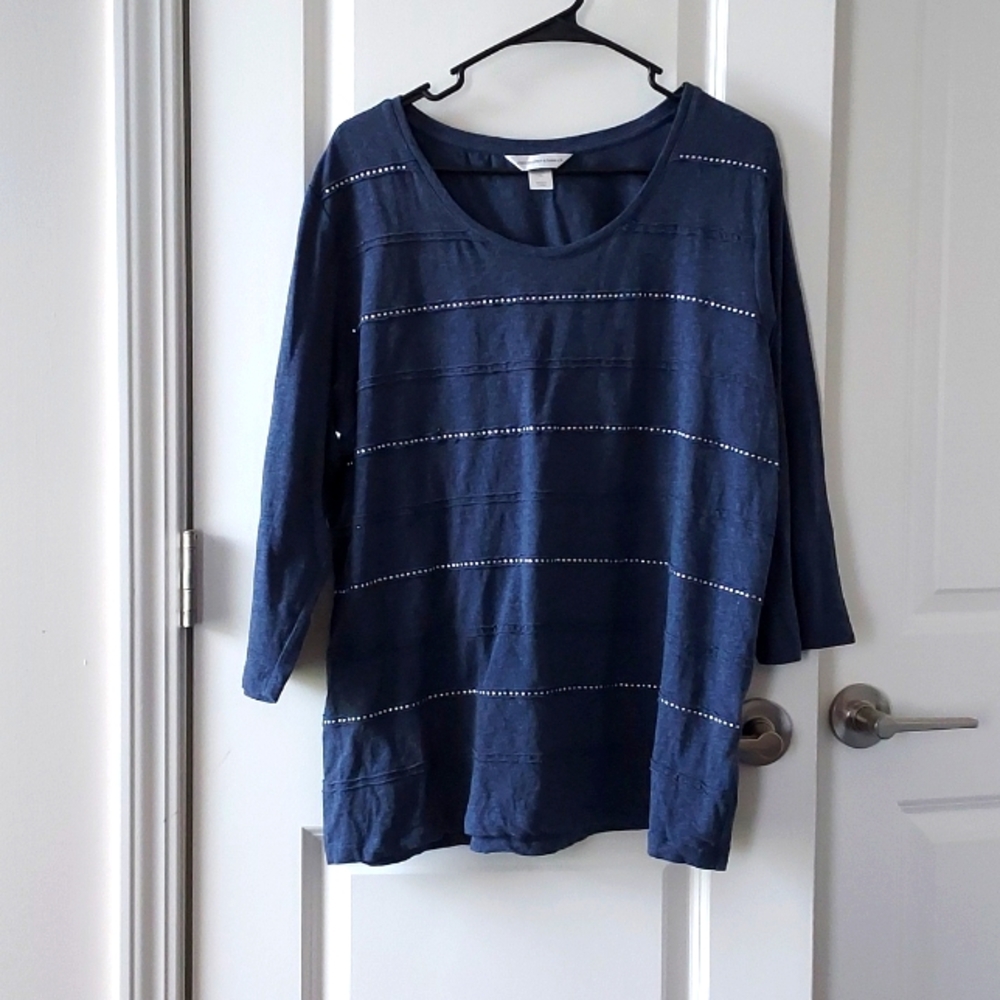Christopher & Banks 3/4 sleeve grey silver xl